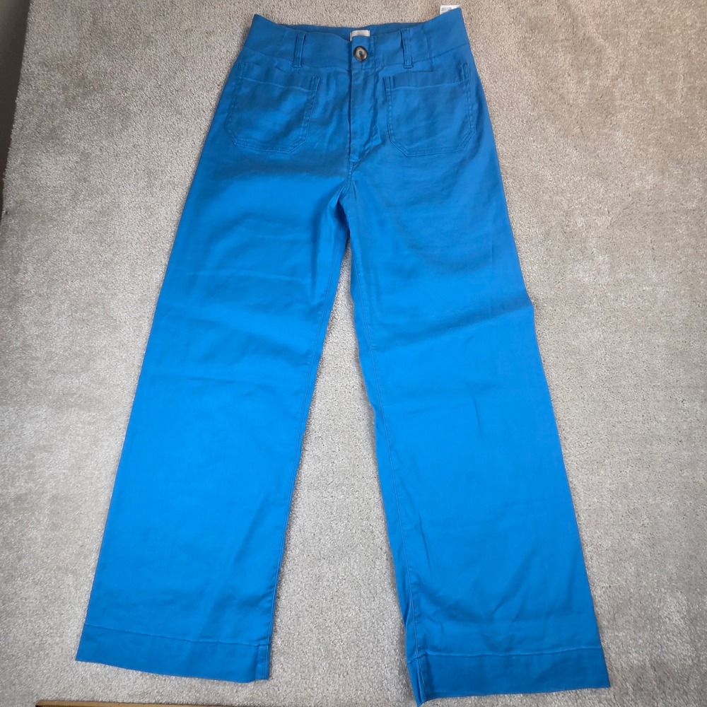 Maeve The Colette Blue Wide Leg High Rise Crop Pants 28T Anthropologie